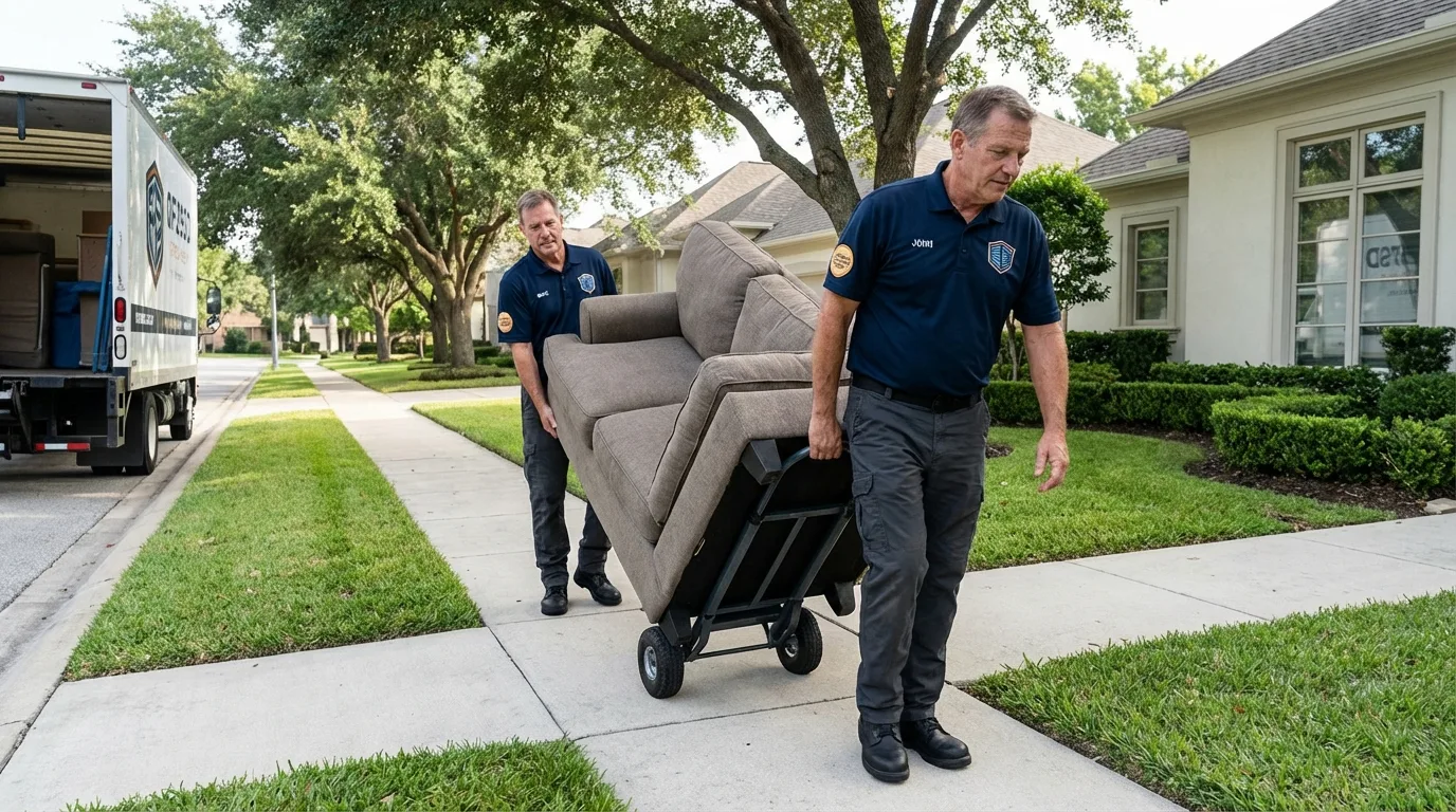 Local residential moving crew loading furniture in Owego, NY